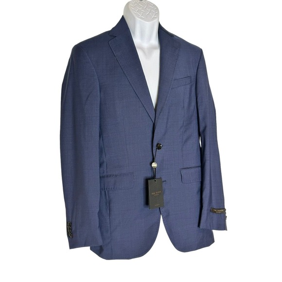 NWT Ted Baker Endurance Jarrow CT Wool 36 R Regular Fit $898 Blue Jacket - Picture 2 of 16